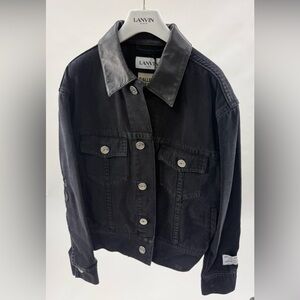 Lanvin x Gallery Dept. Black Denim Jacket with Leather Collar